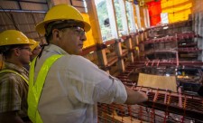 Costa Rican president, Luis Guillermo Solis tours the Reventazon hydroelectric plant while still under construction in 2014. (Casa Presidencial)